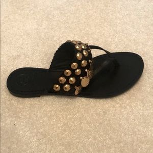Tory Burch black Patos coin sandals